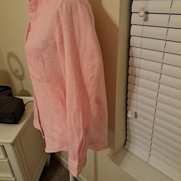 Grayson Women's Buttondown Linen Shirt Pink Excellent Condition Size XS - Picture 6 of 11